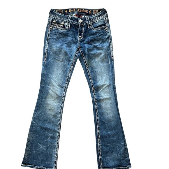 Rock Revival Sukara Bootcut whiskered wash womens Jeans 26 - Picture 2 of 7